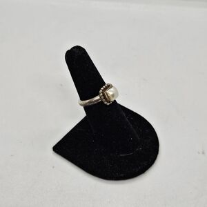 Silpada sterling silver button frame pearl ring size 6